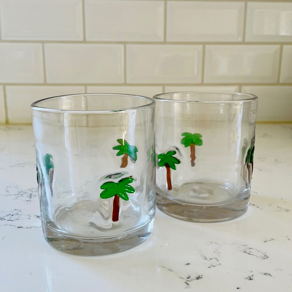 Crate&barrel 🌴Palm Tree Old-Fashioned Glasses - Picture 4 of 12